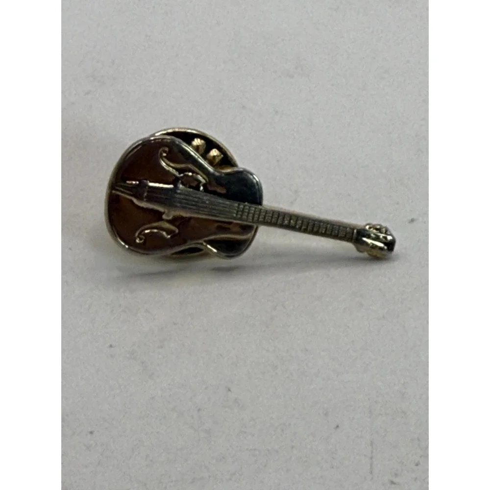 Guitar Lapel Pins Set of 2 Gold Tone‎ Musician Rock Band Accessories